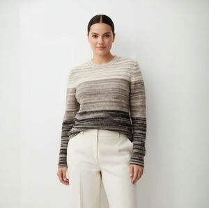 James Perse Reverse Wool Blend Striped Sweater - Minimalist Soft Ombre Knit - 1